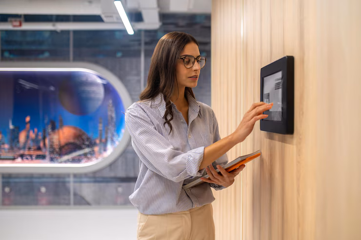 woman-touching-control-panel-wall-corridor_259150-60378